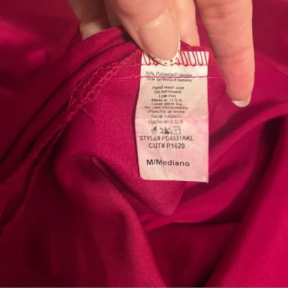 Karlie Deep Raspberry Satin Long Sleeve Dress - Picture 8 of 9